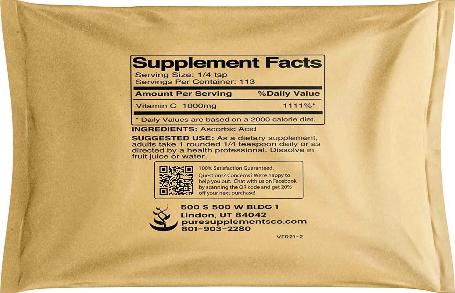 Vitamin C Powder (4 oz.) by Pure Organic Ingredients, Eco-Friendly Packaging, L-Ascorbic Acid, Antioxidant, Boost Immune System, DIY Skin Care