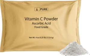 Vitamin C Powder (4 oz.) by Pure Organic Ingredients, Eco-Friendly Packaging, L-Ascorbic Acid, Antioxidant, Boost Immune System, DIY Skin Care