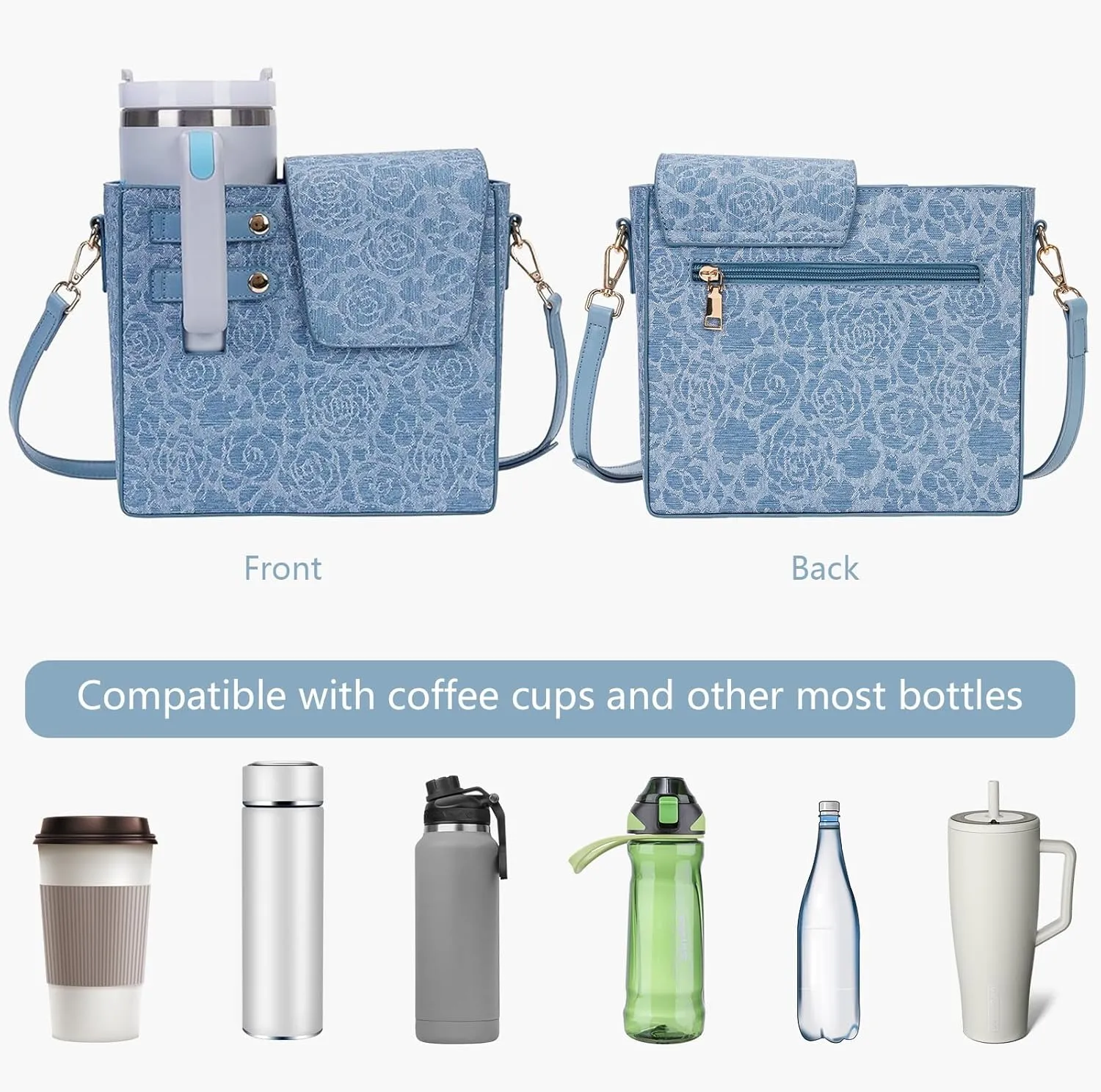 Water Cup Storage Bag Crossbody Bags for Women Cup Holder Tumbler Purse Outdoor Portable Compatible with Most Water Bottles
