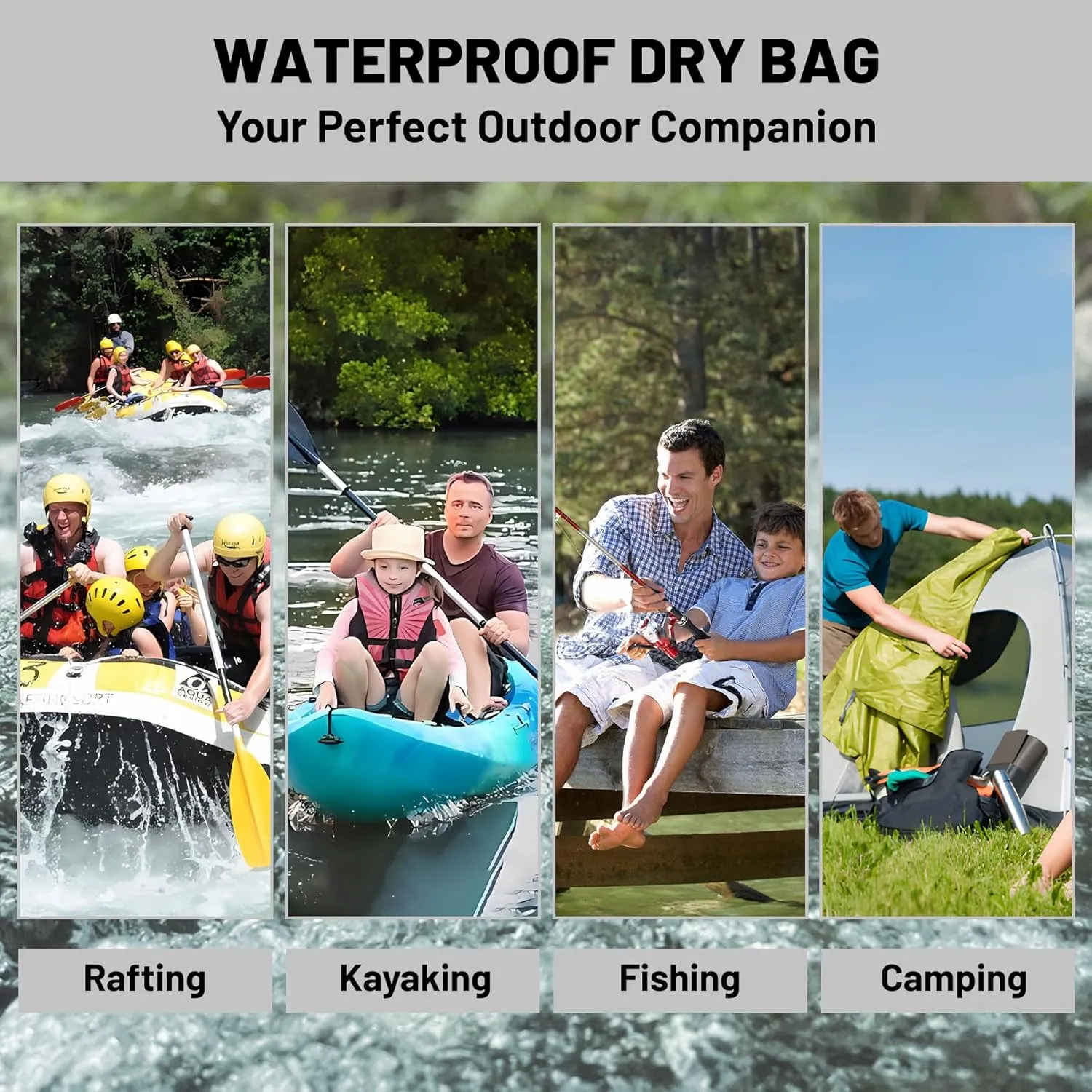Waterproof Dry Bag,Roll Top Sky Blue Waterproof Backpack 5L/10L/20L Floating and Lightweight Bags for Kayaking, Boating, Fishing, Swimming and Camping