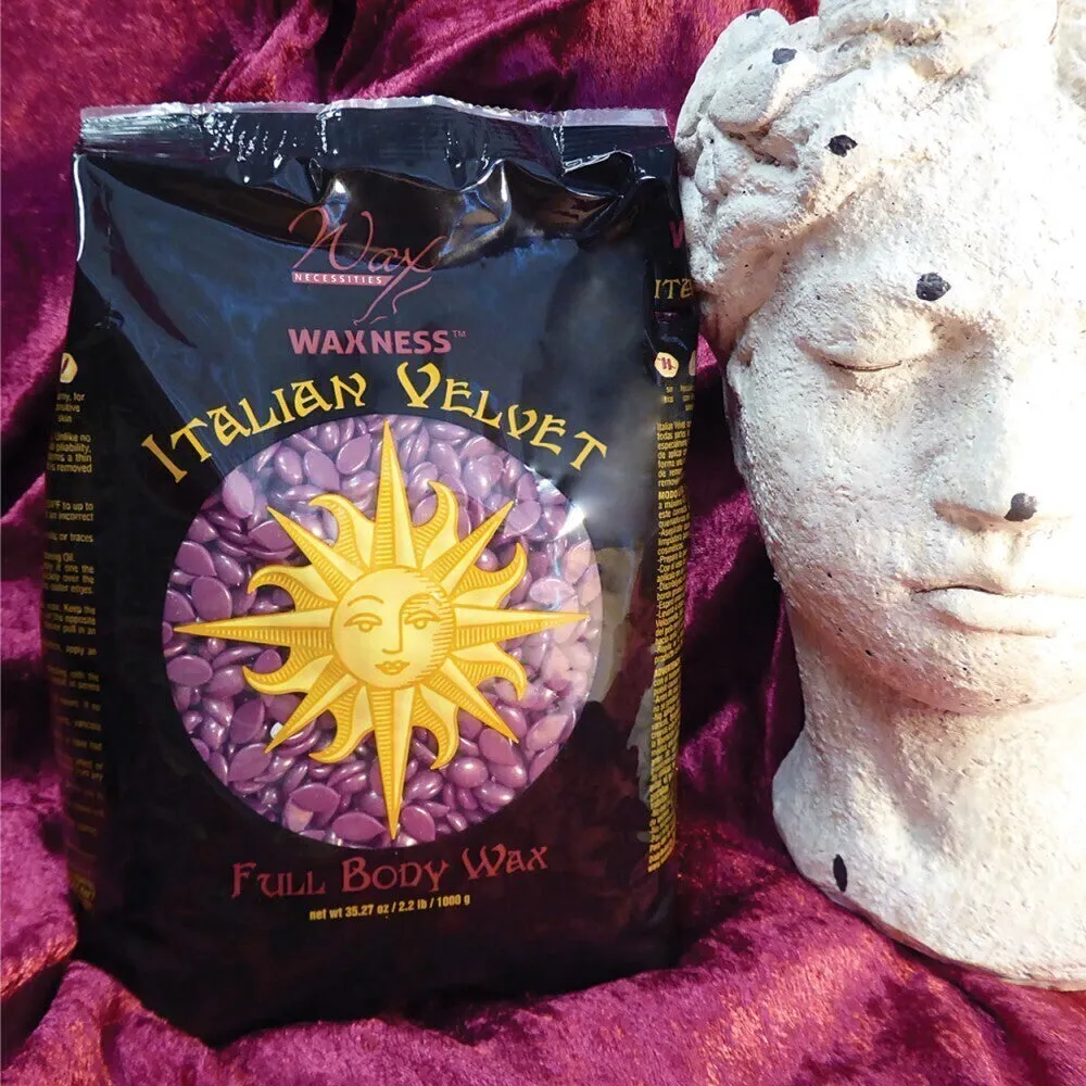 Waxness Italian Velvet Full Body Hard Wax - Made in Italy / 2.2 lbs. - 35.27 oz. - 1 kg. Each X 4 Bags = 8.8 Lbs