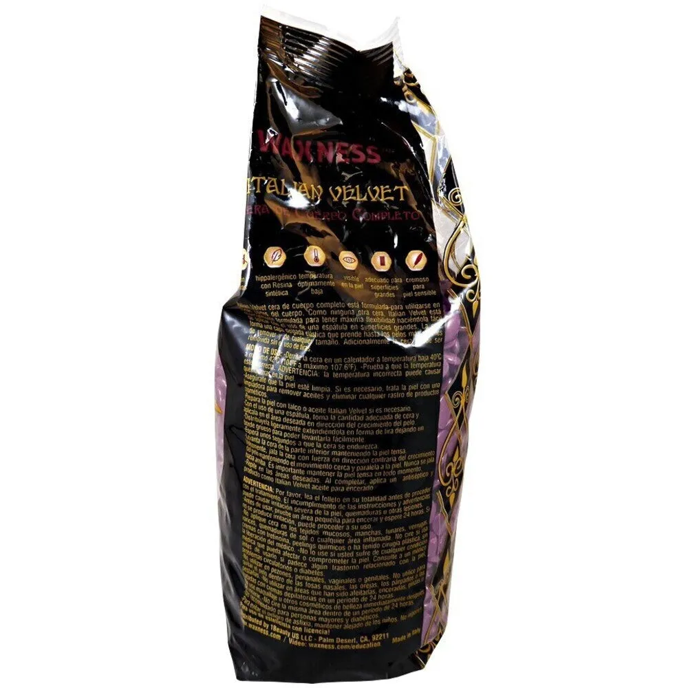 Waxness Italian Velvet Full Body Hard Wax - Made in Italy / 2.2 lbs. - 35.27 oz. - 1 kg. Each X 4 Bags = 8.8 Lbs