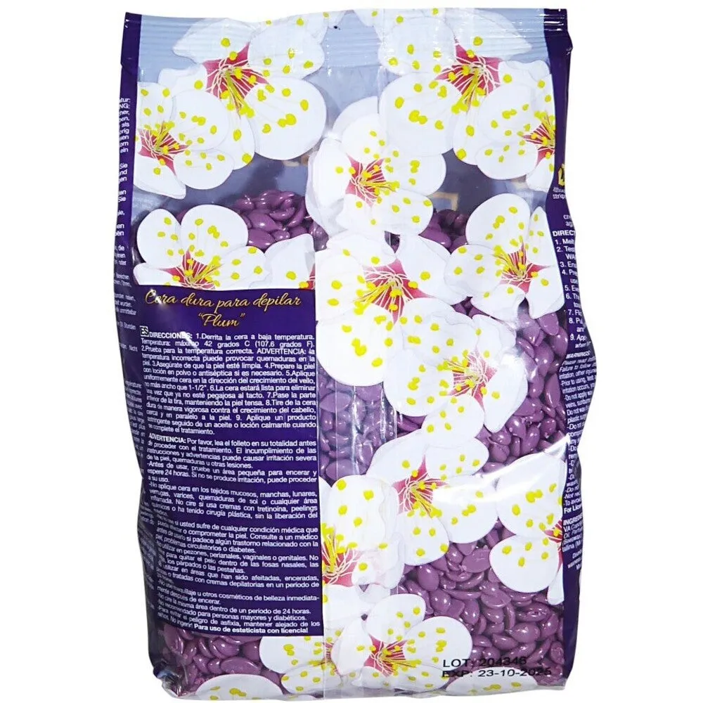 Waxness Professional Premium Hard Wax Beads Plum - Made in Italy / 2.2 lbs. - 35.27 oz. - 1 kg. Each X 4 Bags = 8.8 Lbs