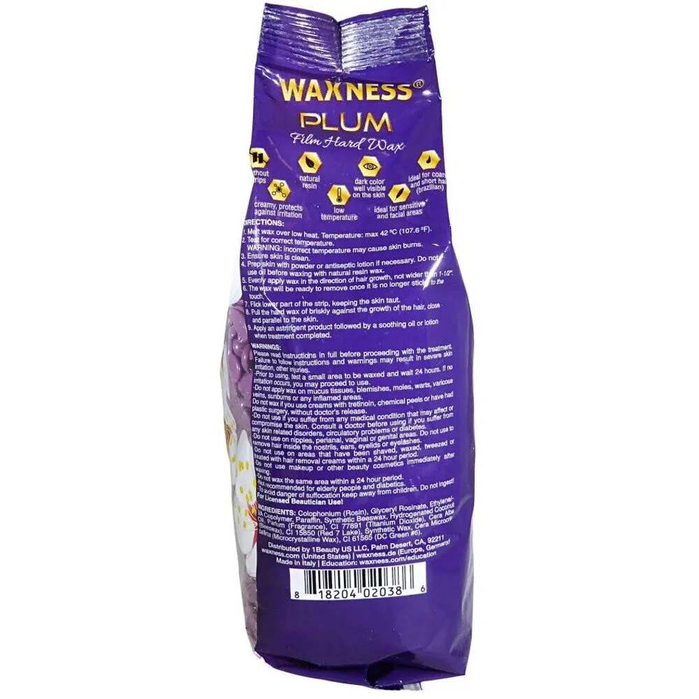 Waxness Professional Premium Hard Wax Beads Plum - Made in Italy / 2.2 lbs. - 35.27 oz. - 1 kg. Each X 4 Bags = 8.8 Lbs