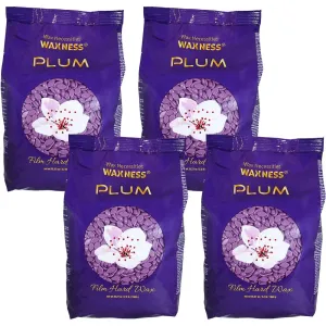 Waxness Professional Premium Hard Wax Beads Plum - Made in Italy / 2.2 lbs. - 35.27 oz. - 1 kg. Each X 4 Bags = 8.8 Lbs