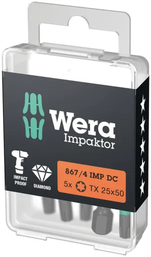 Wera 05057665001 867/4 IMP DC TORX® DIY Impaktor bits, TX 25 x 50 mm, 5 pieces