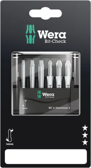Wera 05073638001 Bit-Check 6 Universal 2 SB, 6 pieces