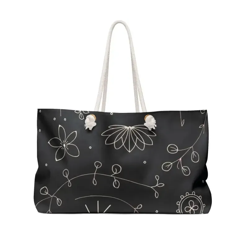 White Floral Elements Weekender Bag for Chic Getaways