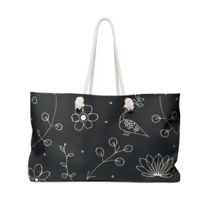 White Floral Elements Weekender Bag for Chic Getaways