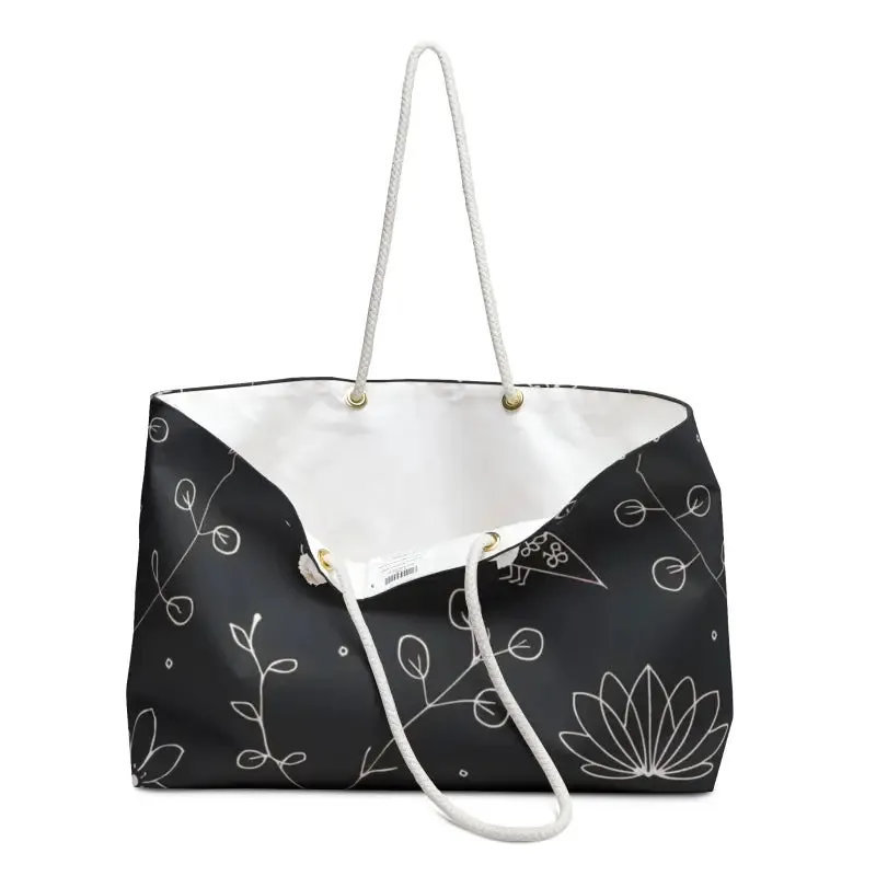 White Floral Elements Weekender Bag for Chic Getaways