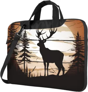 Wild Elk silhouette Print Laptop Shoulder Bag With Shoulder Strap Briefcase Slim Computer Bag For Women Men