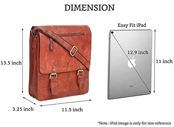 WILDHORN® Original Leather 11.5 inch Messenger Bag for Men I Multipurpose Bag I Office Bag I Travel Bag with Adjustable Strap DIMENTION : L-11.5 inch W-3 inch H-13.5 inch