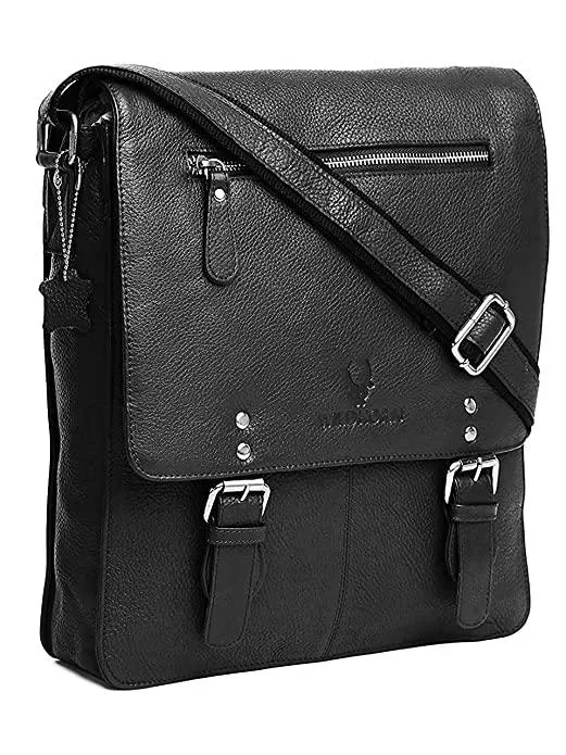 WILDHORN® Original Leather 11.5 inch Messenger Bag for Men I Multipurpose Bag I Office Bag I Travel Bag with Adjustable Strap DIMENTION : L-11.5 inch W-3 inch H-13.5 inch