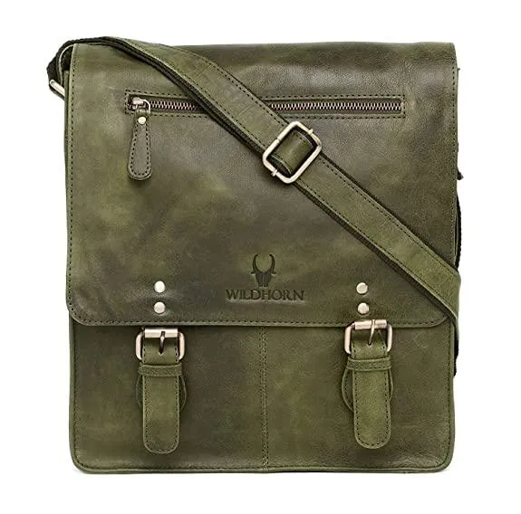WILDHORN® Original Leather 11.5 inch Messenger Bag for Men I Multipurpose Bag I Office Bag I Travel Bag with Adjustable Strap DIMENTION : L-11.5 inch W-3 inch H-13.5 inch