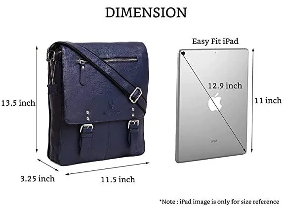 WILDHORN® Original Leather 11.5 inch Messenger Bag for Men I Multipurpose Bag I Office Bag I Travel Bag with Adjustable Strap DIMENTION : L-11.5 inch W-3 inch H-13.5 inch