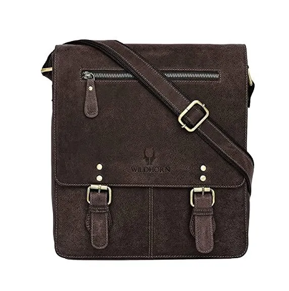WILDHORN® Original Leather 11.5 inch Messenger Bag for Men I Multipurpose Bag I Office Bag I Travel Bag with Adjustable Strap DIMENTION : L-11.5 inch W-3 inch H-13.5 inch