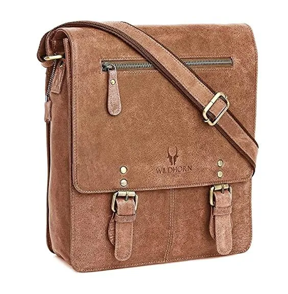 WILDHORN® Original Leather 11.5 inch Messenger Bag for Men I Multipurpose Bag I Office Bag I Travel Bag with Adjustable Strap DIMENTION : L-11.5 inch W-3 inch H-13.5 inch