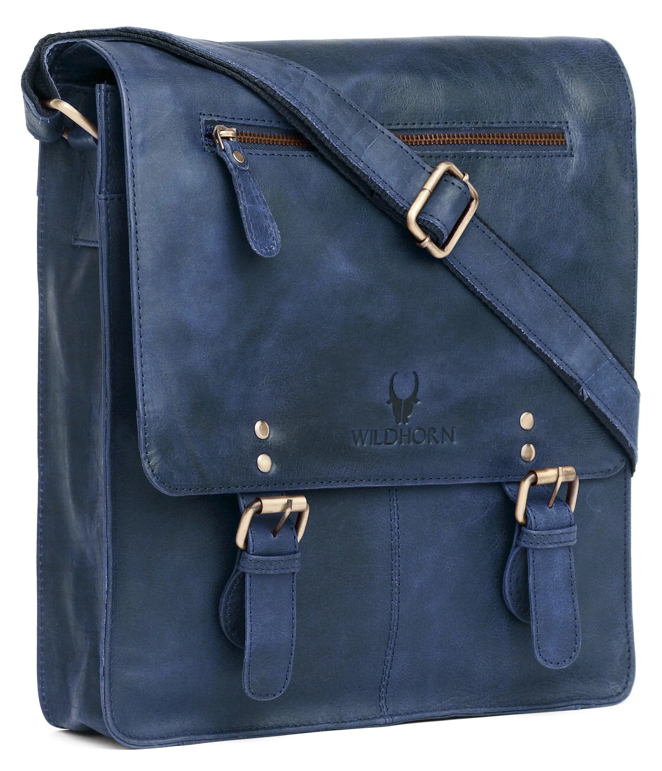 WILDHORN® Original Leather 11.5 inch Messenger Bag for Men I Multipurpose Bag I Office Bag I Travel Bag with Adjustable Strap DIMENTION : L-11.5 inch W-3 inch H-13.5 inch