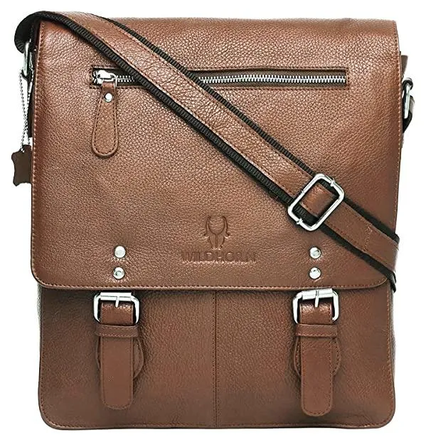 WILDHORN® Original Leather 11.5 inch Messenger Bag for Men I Multipurpose Bag I Office Bag I Travel Bag with Adjustable Strap DIMENTION : L-11.5 inch W-3 inch H-13.5 inch