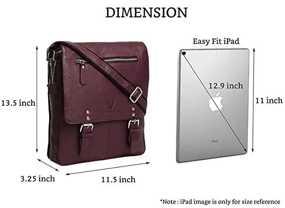 WILDHORN® Original Leather 11.5 inch Messenger Bag for Men I Multipurpose Bag I Office Bag I Travel Bag with Adjustable Strap DIMENTION : L-11.5 inch W-3 inch H-13.5 inch