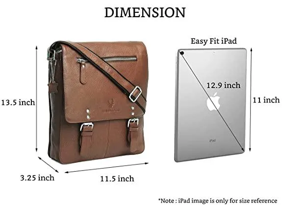WILDHORN® Original Leather 11.5 inch Messenger Bag for Men I Multipurpose Bag I Office Bag I Travel Bag with Adjustable Strap DIMENTION : L-11.5 inch W-3 inch H-13.5 inch