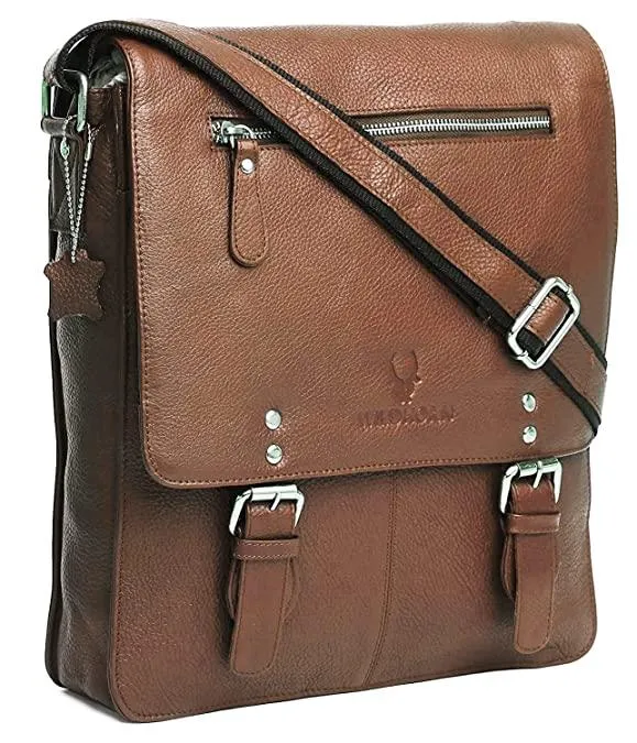 WILDHORN® Original Leather 11.5 inch Messenger Bag for Men I Multipurpose Bag I Office Bag I Travel Bag with Adjustable Strap DIMENTION : L-11.5 inch W-3 inch H-13.5 inch