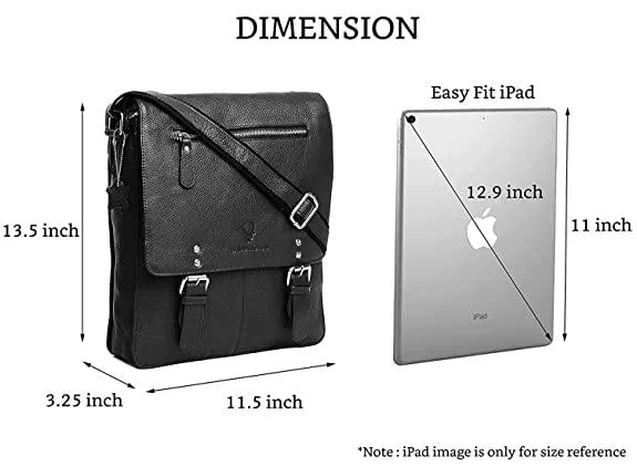 WILDHORN® Original Leather 11.5 inch Messenger Bag for Men I Multipurpose Bag I Office Bag I Travel Bag with Adjustable Strap DIMENTION : L-11.5 inch W-3 inch H-13.5 inch