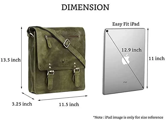 WILDHORN® Original Leather 11.5 inch Messenger Bag for Men I Multipurpose Bag I Office Bag I Travel Bag with Adjustable Strap DIMENTION : L-11.5 inch W-3 inch H-13.5 inch