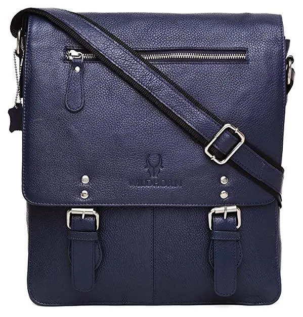 WILDHORN® Original Leather 11.5 inch Messenger Bag for Men I Multipurpose Bag I Office Bag I Travel Bag with Adjustable Strap DIMENTION : L-11.5 inch W-3 inch H-13.5 inch