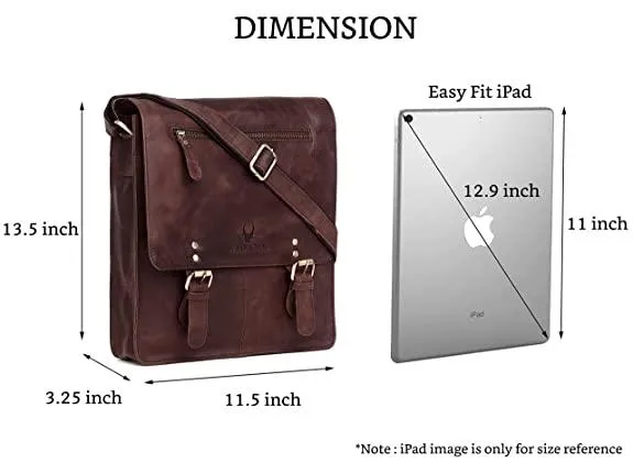 WILDHORN® Original Leather 11.5 inch Messenger Bag for Men I Multipurpose Bag I Office Bag I Travel Bag with Adjustable Strap DIMENTION : L-11.5 inch W-3 inch H-13.5 inch