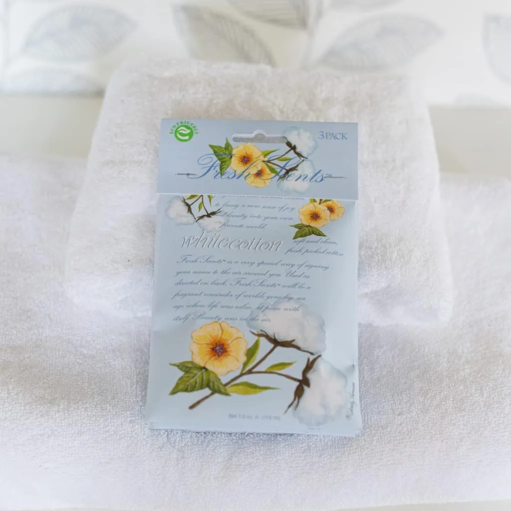 WILLOWBROOK | Fresh Scents Scented Sachet Packet | White Cotton | Air Freshener Bags for Drawers, Closets, Cars | 6 Pack | Long Lasting Home Fragrance