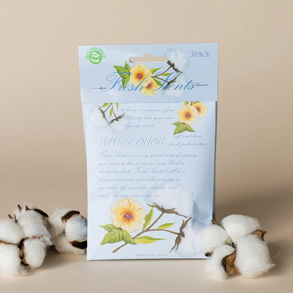 WILLOWBROOK | Fresh Scents Scented Sachet Packet | White Cotton | Air Freshener Bags for Drawers, Closets, Cars | 6 Pack | Long Lasting Home Fragrance
