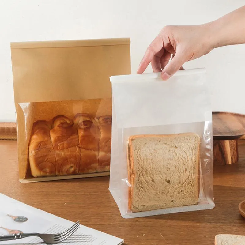Window Bread Packaging Paper Bags 100PCS White/Kraft