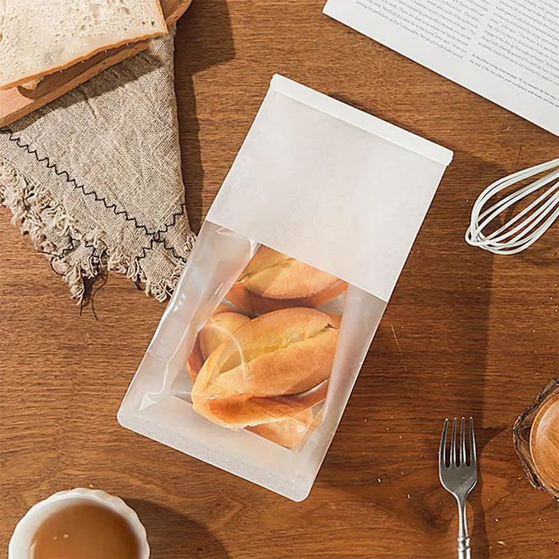 Window Bread Packaging Paper Bags 100PCS White/Kraft
