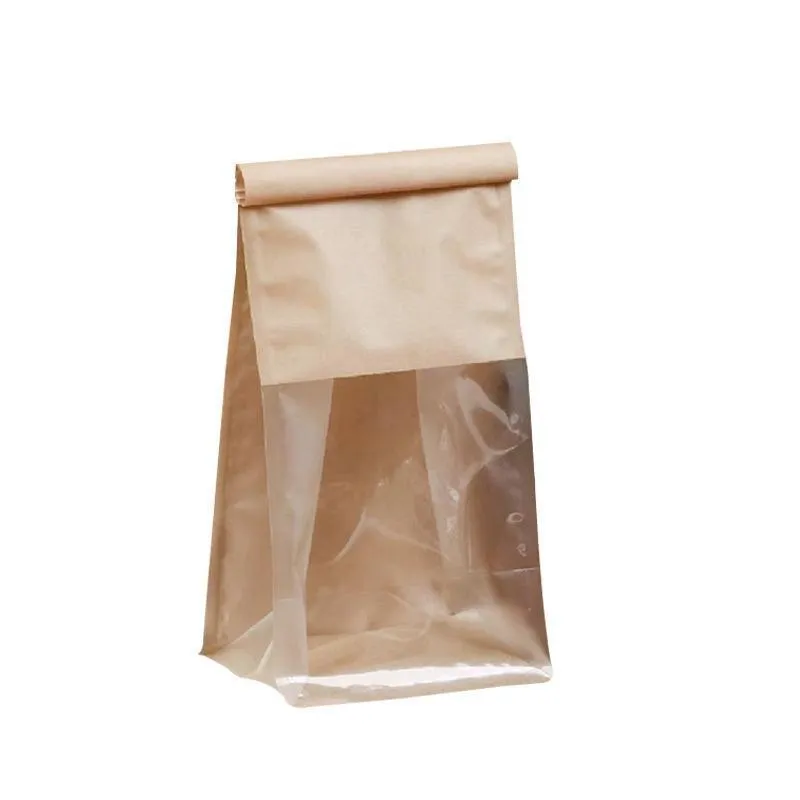 Window Bread Packaging Paper Bags 100PCS White/Kraft