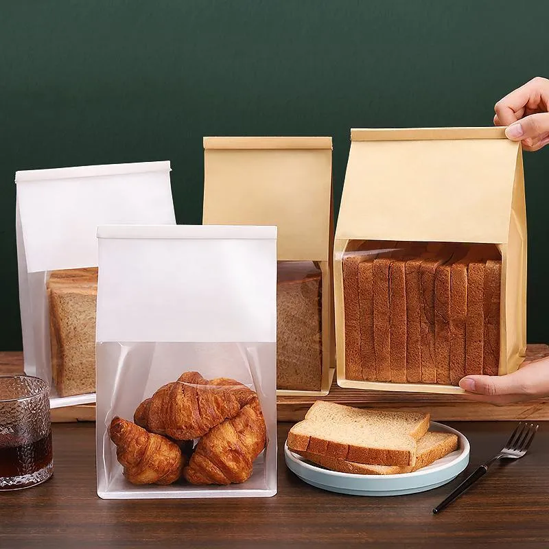 Window Bread Packaging Paper Bags 100PCS White/Kraft