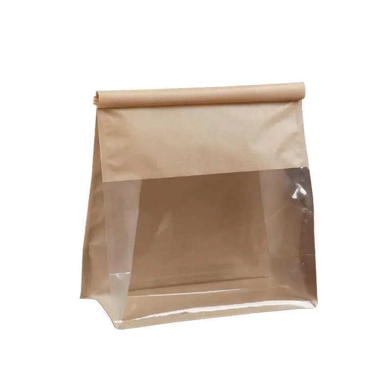 Window Bread Packaging Paper Bags 100PCS White/Kraft