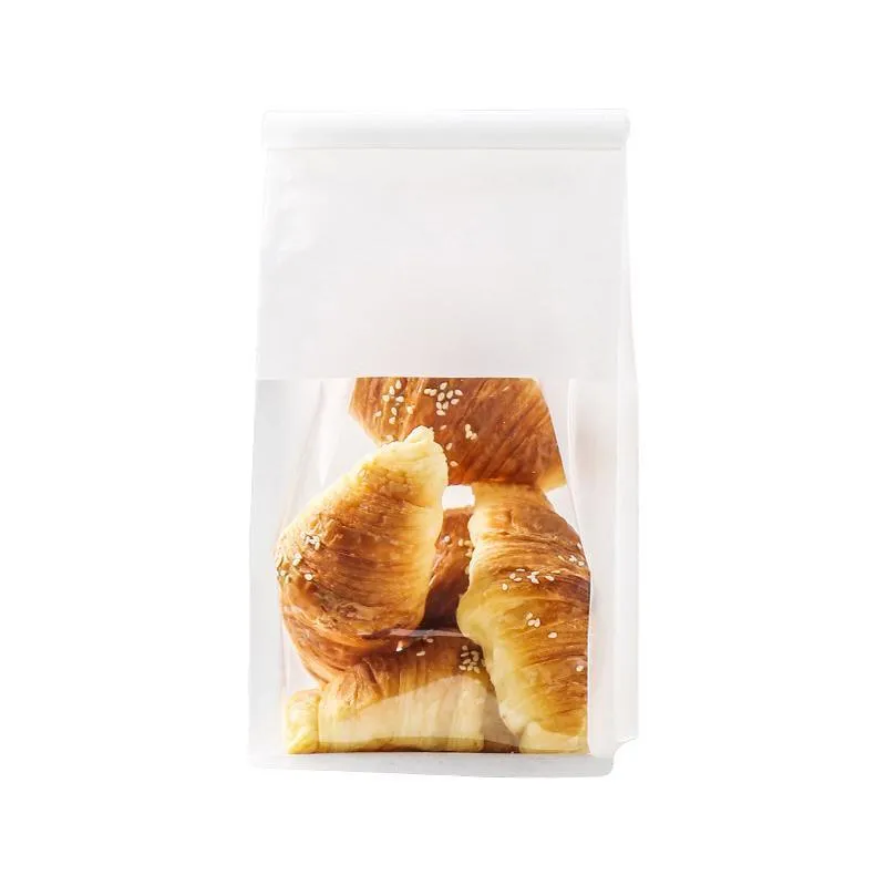 Window Bread Packaging Paper Bags 100PCS White/Kraft