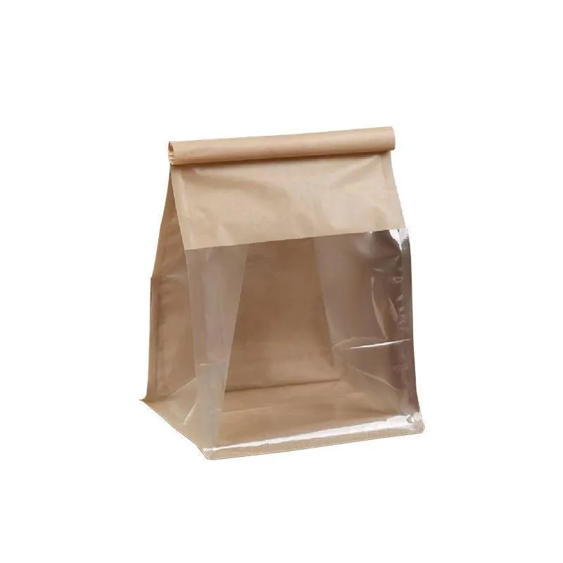 Window Bread Packaging Paper Bags 100PCS White/Kraft