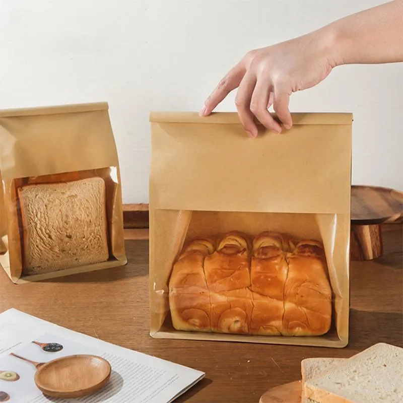 Window Bread Packaging Paper Bags 100PCS White/Kraft