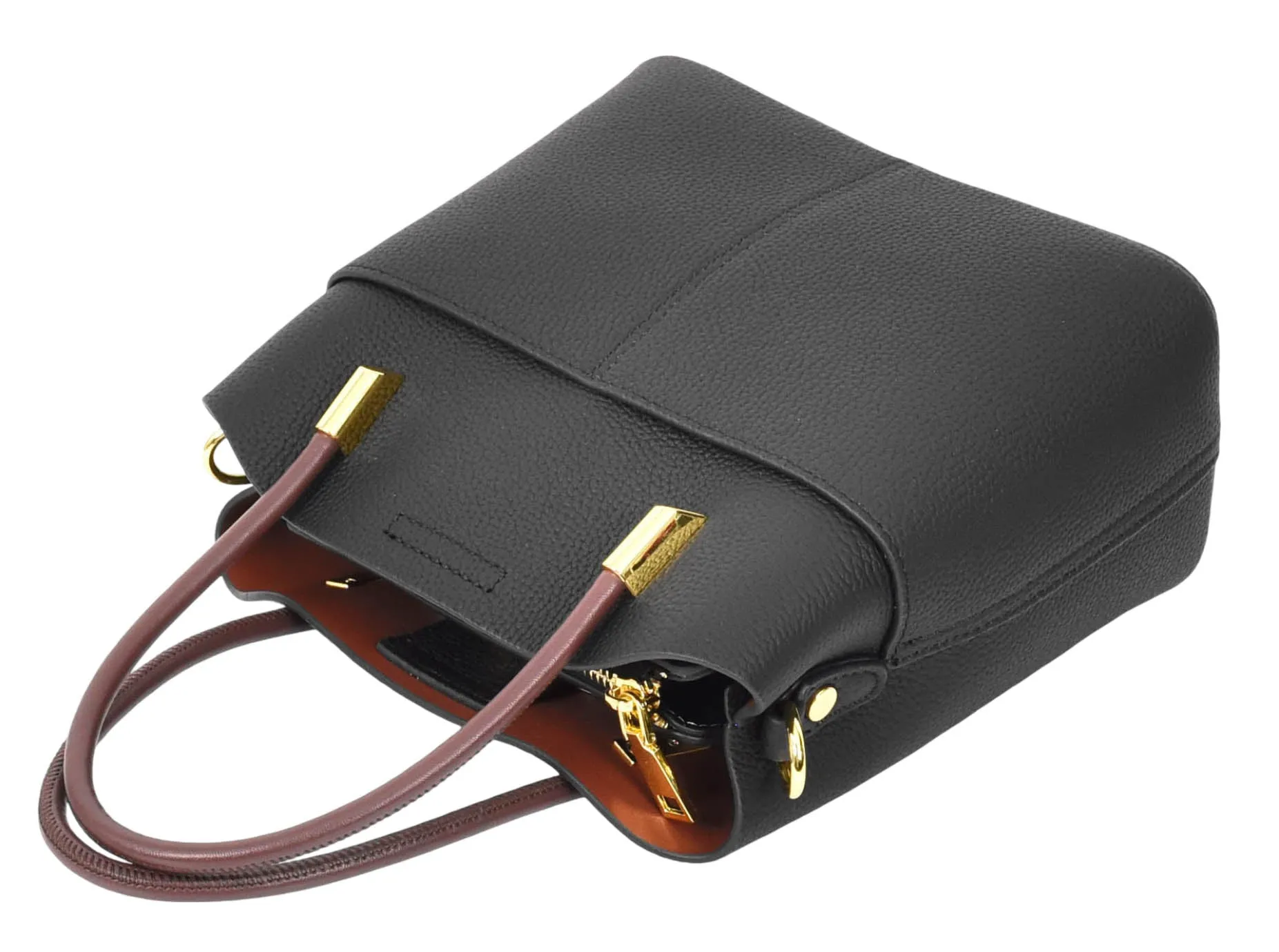 Winnipeg Women Leather Top Handle Shoulder Bag Black