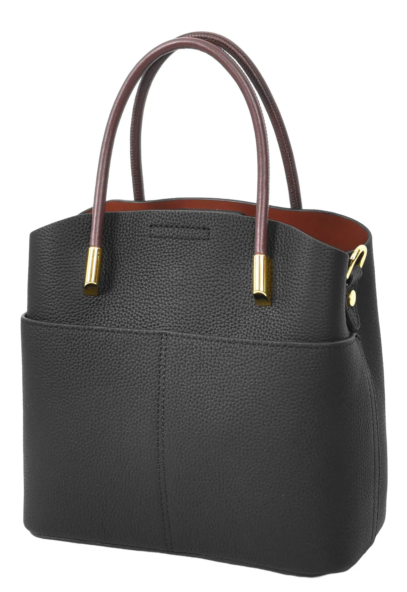 Winnipeg Women Leather Top Handle Shoulder Bag Black