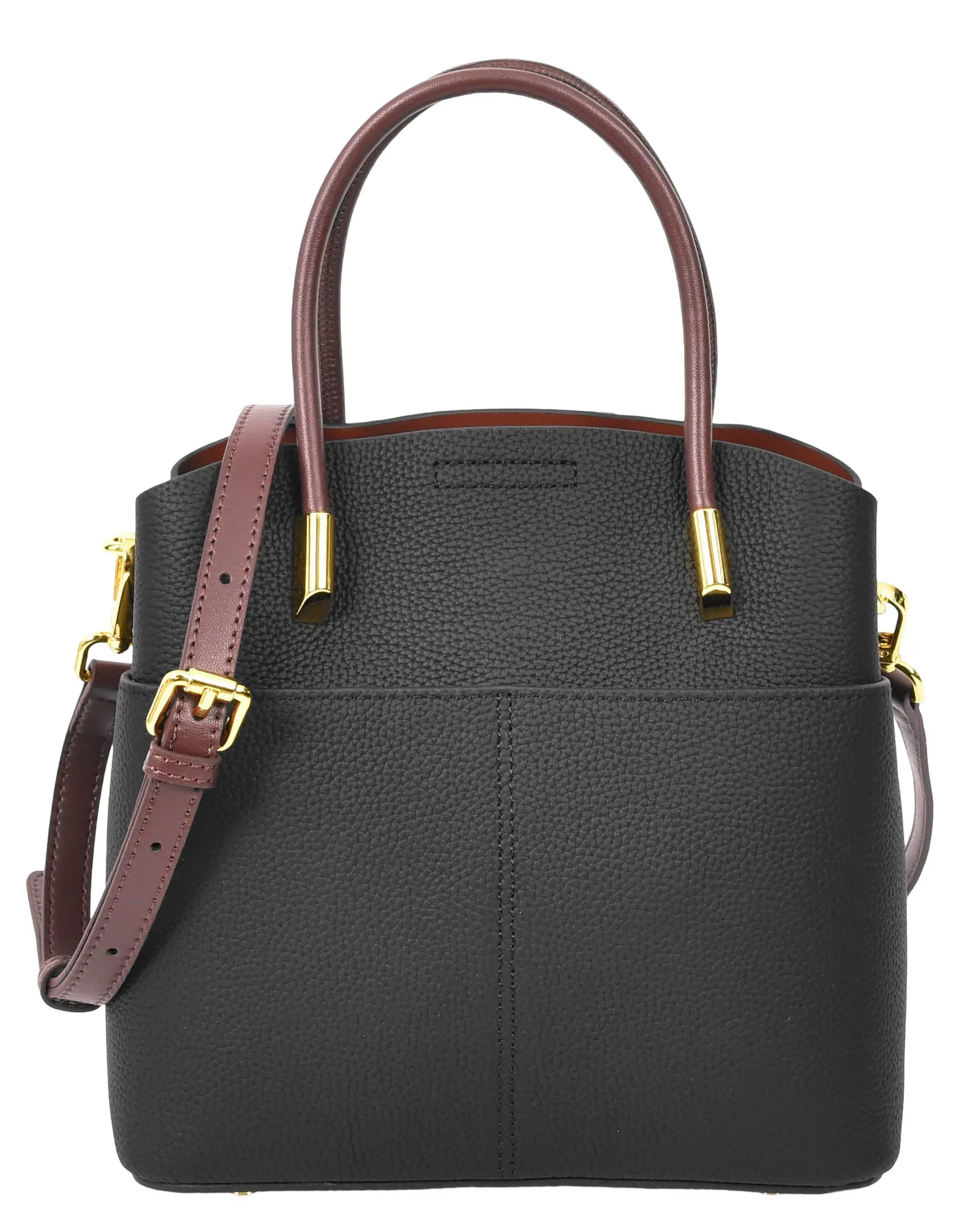 Winnipeg Women Leather Top Handle Shoulder Bag Black