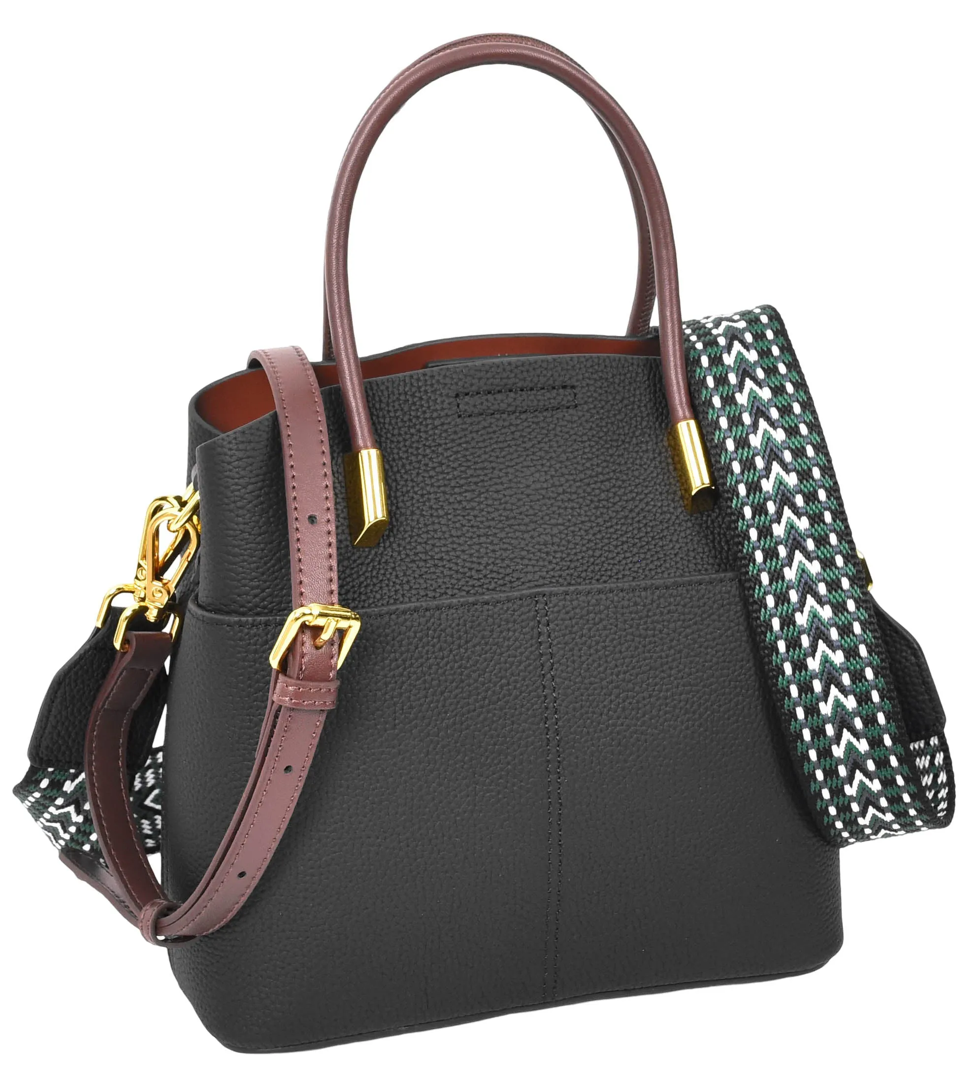 Winnipeg Women Leather Top Handle Shoulder Bag Black