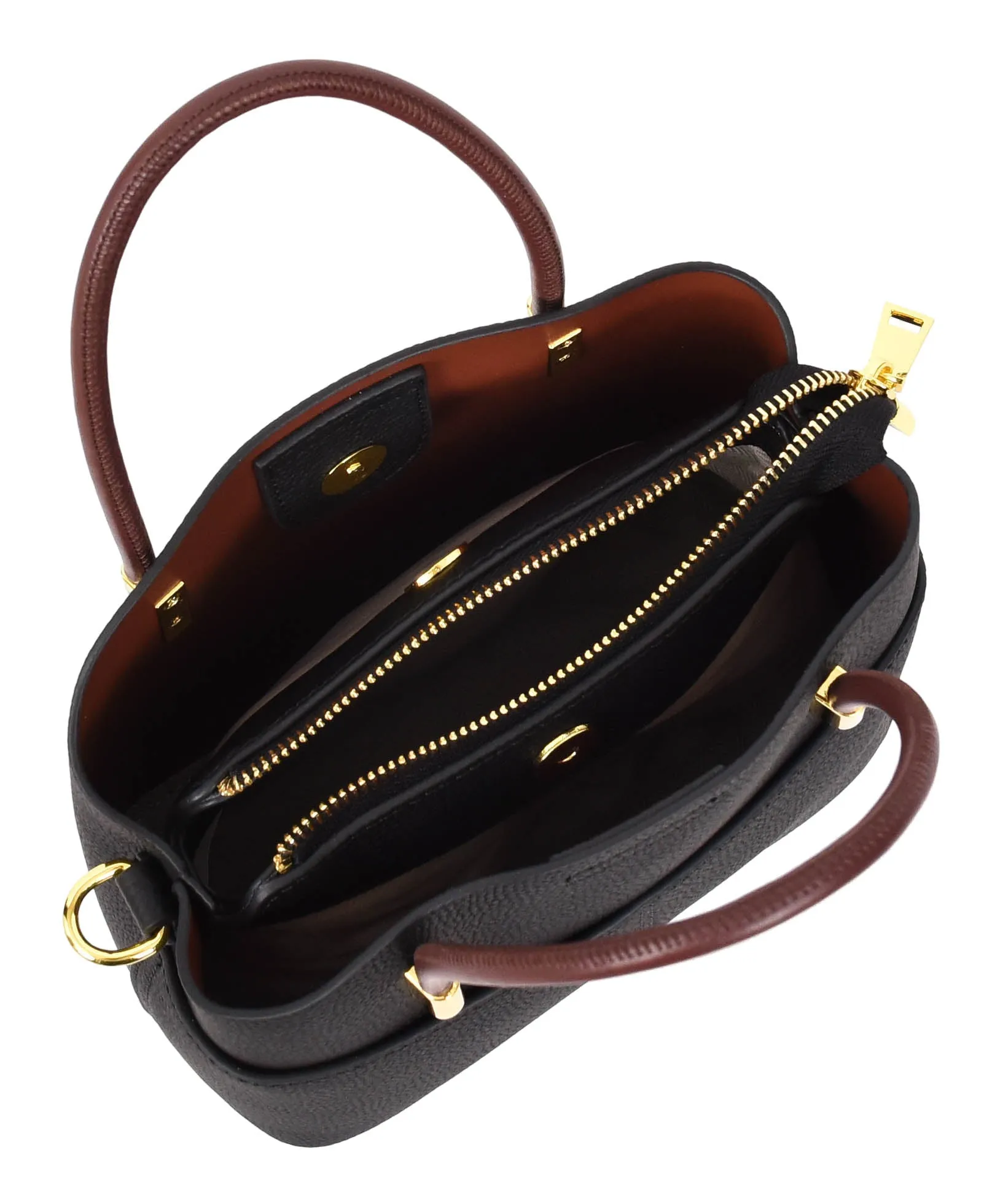 Winnipeg Women Leather Top Handle Shoulder Bag Black