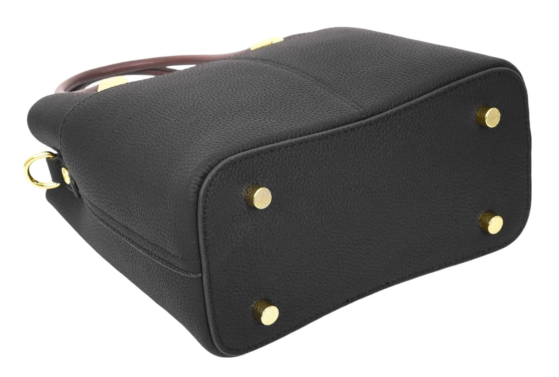 Winnipeg Women Leather Top Handle Shoulder Bag Black