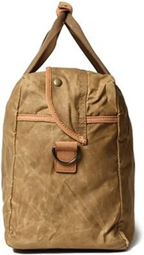 WINVOX Gym Totes Military Style Canvas Shoulder Bag Waxed Canvas Man Travel Handbags Waterproof Vintage Outdoor Male Large Sport Travel Bags(Khaki)