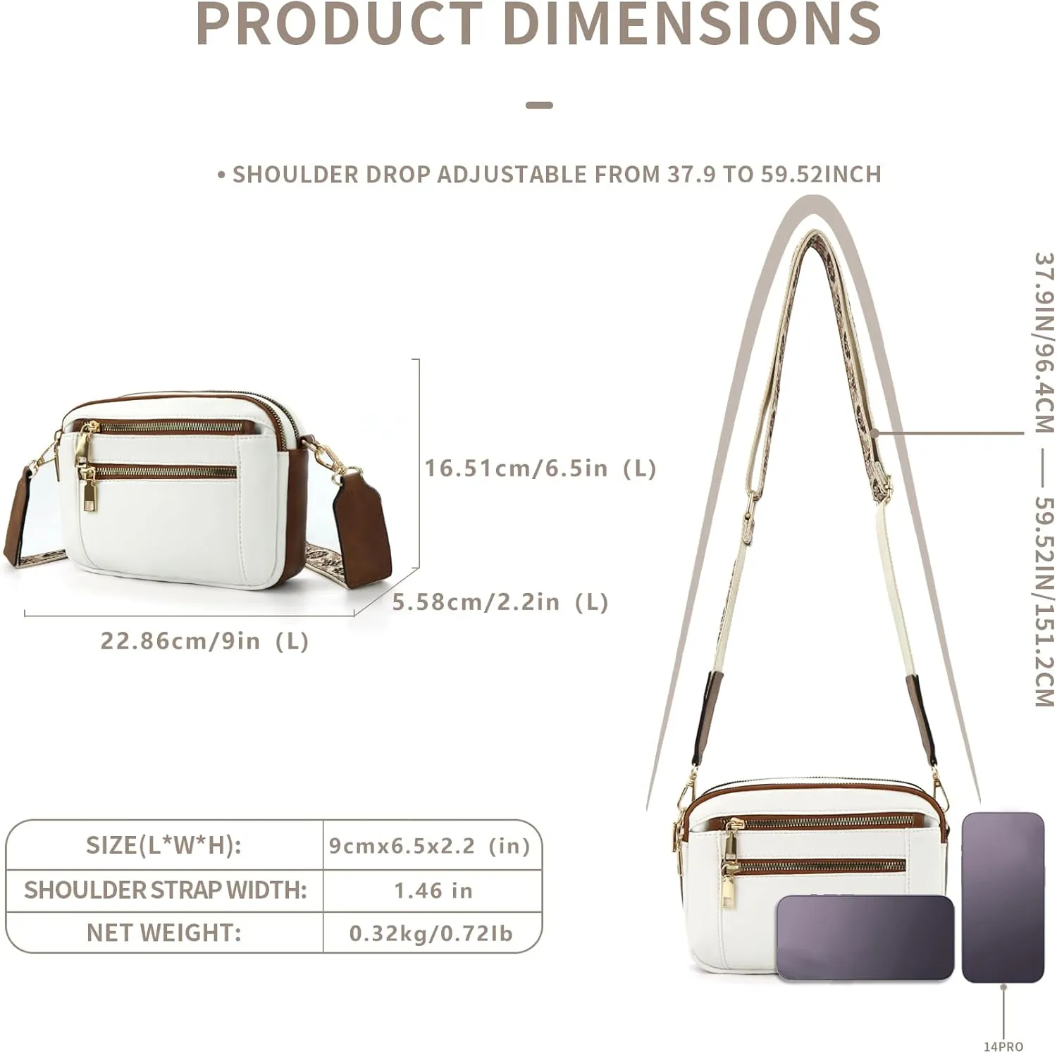WJCD Women's Crossbody Purse - Vegan Leather Lightweight Shoulder Bag with Adjustable Strap, Stylish Small Handbags