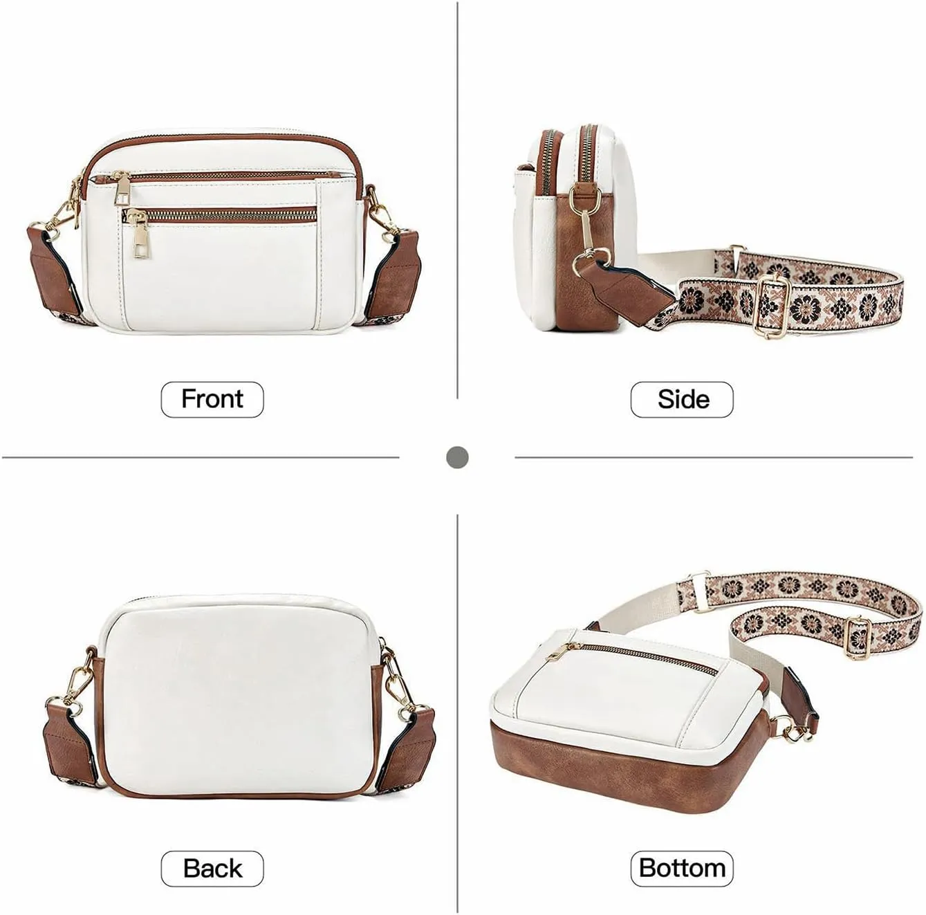 WJCD Women's Crossbody Purse - Vegan Leather Lightweight Shoulder Bag with Adjustable Strap, Stylish Small Handbags