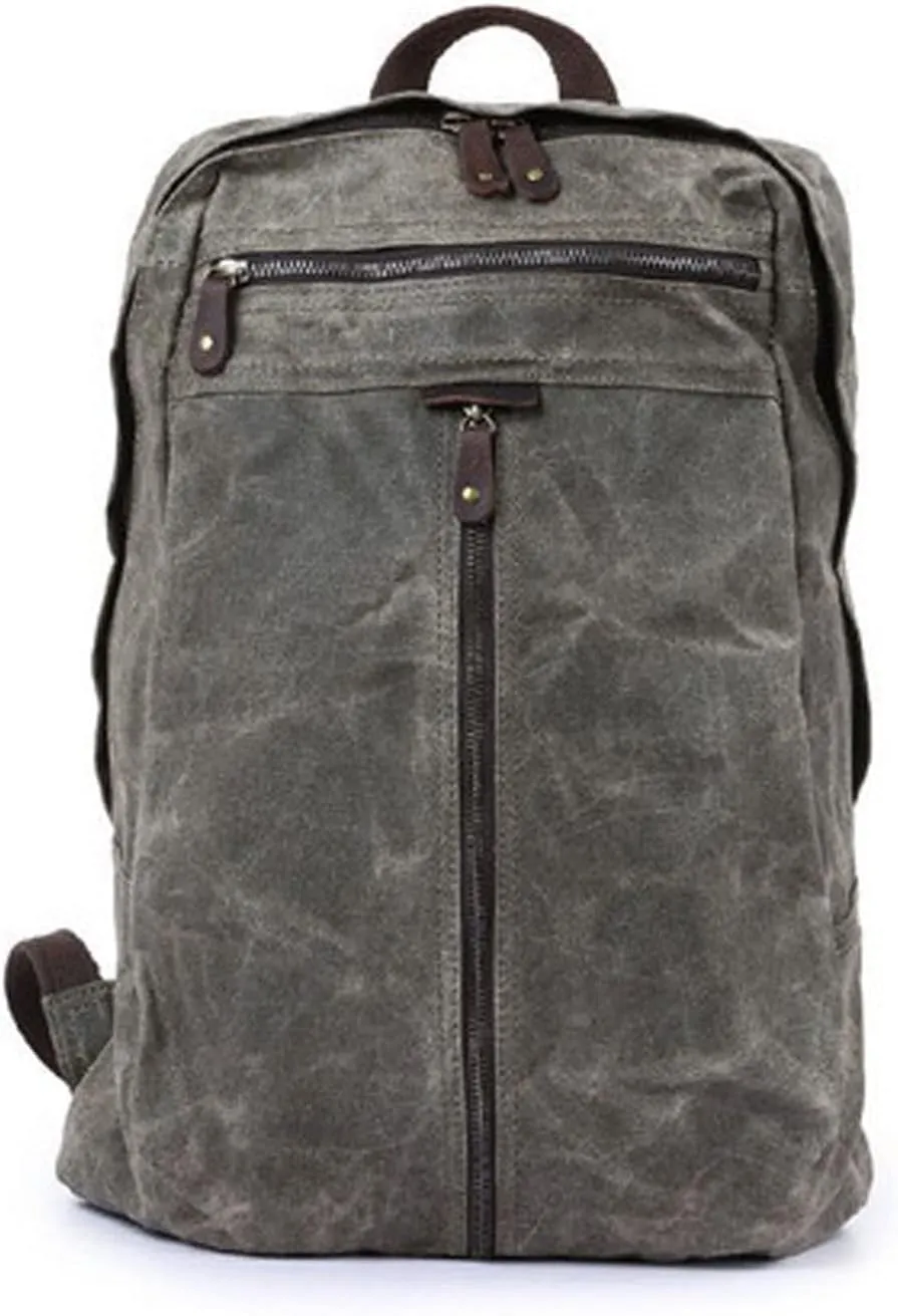 WOBBLO Hiking Daypacks Waxed Canvas Backpack Retro Laptop Bags Men Outdoor Hiking Rucksack Waterproof Travel Backpack